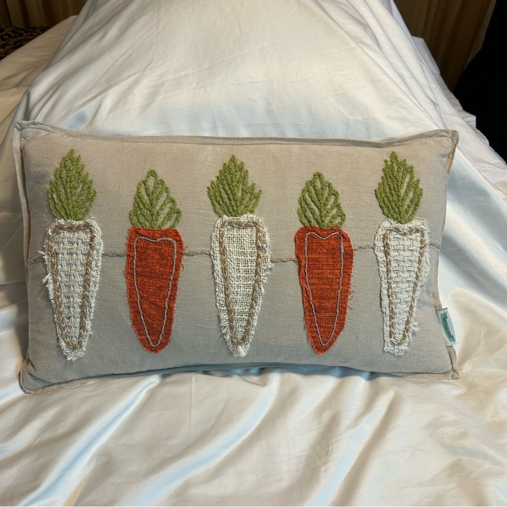 Bunny Boulevard 21" Feather Down Sprintime pillow textile carrots textured